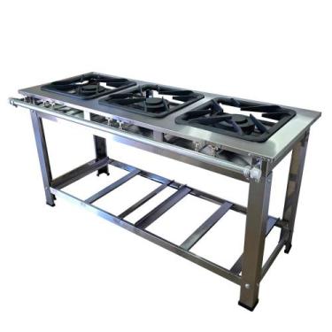 Imagem de Fogão Industrial 3 Bocas Cefaz Linha Gold Inox 430 Baixa Pressão I430 