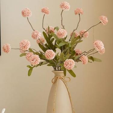 Imagem de OUKEYI 8 peças de mini bolas de crisântemos falsas a granel, flores artificiais de seda sintética para mães com hastes para buquê de centro de mesa faça-você-mesmo, enchimentos de casamento (rosa)