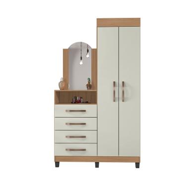 Imagem de Cômoda Roupeiro Lion Com Espelho 4 Gavetas 2 Portas Quarto