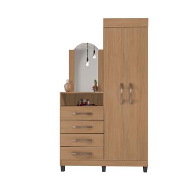 Imagem de Cômoda Roupeiro Lion Com Espelho 4 Gavetas 2 Portas Quarto