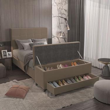 Imagem de Puff Baú Sapateira Solteiro 96x50x48cm Móveis Digital