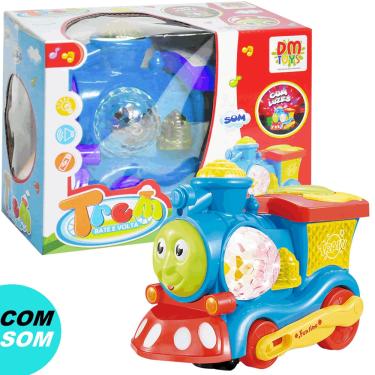 Imagem de Brinquedo Bate e Volta Tremzinho Com Som e Luz Azul Dm Toys