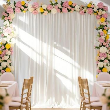Imagem de Cortina de fundo de chiffon, marfim, decorativa, para estúdio fotográfico e decoração de festa, 3 m x 2,4 m