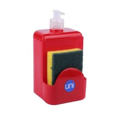 Imagem de Porta Suporte Detergente com Esponja, 570ml, (Vermelho)