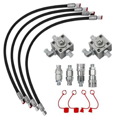 Imagem de 2 Três Válvulas De Desvio Escavadeira para 1-2 Ton Mini Escavadeira Chinesa, Válvulas De Desvio Hidráulicas Mini Escavadeira Anexos Com Conexão Rápida 31in Flexível Mangueiras