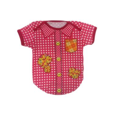 Imagem de Body de Bebê Manga Curta Estampa Festa Junina Xadrez Vermelho