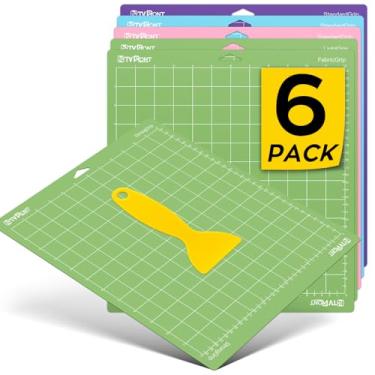 Imagem de HTVRONT Tapete de corte, 6 peças de tapete de corte 30 x 30 cm (padrão, leve, forte, aderência de tecido) compatível com Cricut Maker 3/Maker 4/Maker/Explore 3/4/Air 2/One, acessórios de tapetes de