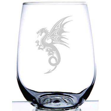 Imagem de Dragão inspirado em Game of Thrones | Gravado profissionalmente a laser | Taça de vinho sem haste de 425 g
