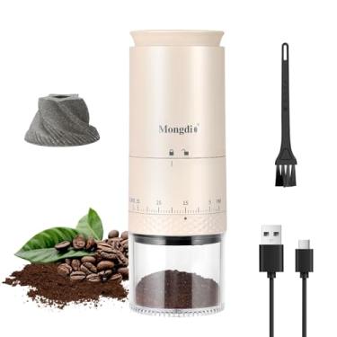 Imagem de Mongdio Moedor De Café Elétrico Portátil Com 38 Configurações Ajustáveis, Moedor De Café Cônico Com Visor Led, Carregamento Usb, Núcleo De Cerâmica, Para Casa, Branco Perolado