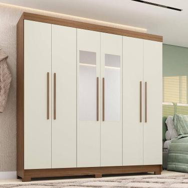 Imagem de Guarda-roupa Casal 194,4cm 6 Pt 2 Gv C Esp Horácio Estilo Mm Jatoba/areia