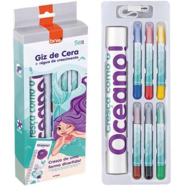 Imagem de Giz de cera retrátil + régua de crescimento sea   caixa c/ 8 pcs   gz2