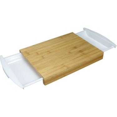 Imagem de Tábua De Corte 2 Gavetas Coletoras Plastico Home&co Retangular Bambu 4x38x25cm Natural