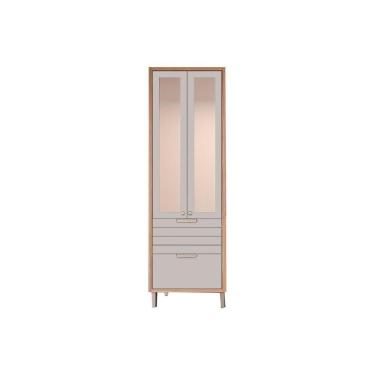Imagem de Cristaleira De Cozinha Eloise Com 3 Portas 2 Com Vidro Reflecta E 1 Basculante E 1 Gaveta 70m Freijó Off White