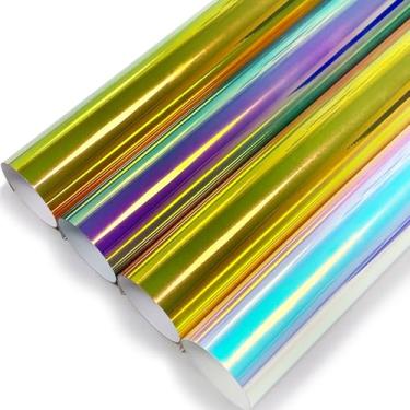 Imagem de Efuncro Vinil Holográfico Para Transferência De Calor - 12" X 12'', 4 Folhas Htv Camisas, Travesseiros, Máquina Prensagem Passar A Ferro, Brilho Metálico, Fácil Cortar E Remover