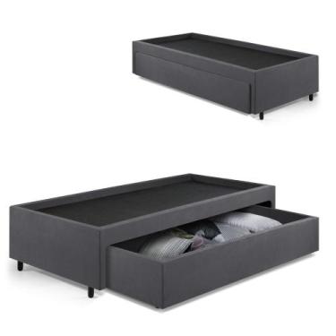 Imagem de Base Box Cama Viúva com Gaveta Sapateira para colchão 120x203 cm Suede
