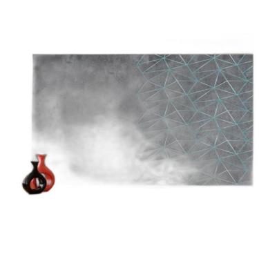 Imagem de Papel De Parede Concreto Linhas Azul Turquesa 3,5M Kkt292 - Você Decor