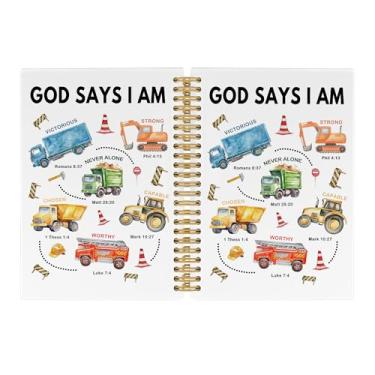 Imagem de Pugwak Caderno de decoração de carro God Says I Am Strong, caderno inspirador com versículo bíblico, faculdade, pautado para trabalho, escola, presentes para meninos e crianças, material de escritório