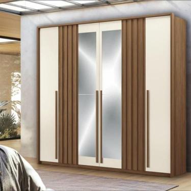 Imagem de Guarda Roupa 6 Portas Espelho Israel Jatoba Areia - CASA H