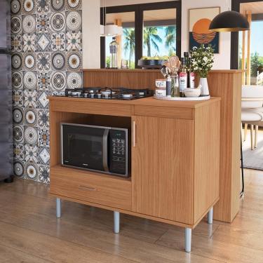 Imagem de Kit Bancada Ilha para Cozinha + Balcão Para Cooktop 1,05m 5 Bocas Turim