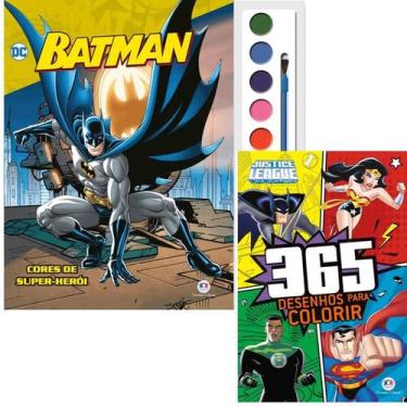 Imagem de Kit Livro Brincando com Aquarela  Batman Cores de Super-herói + Liga d