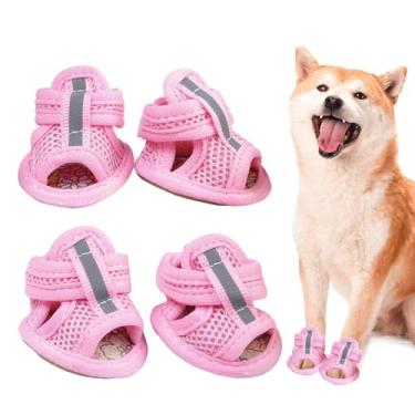 Imagem de Sapatos para Cachorros - 4 Pares de Sapatos Refletivos para Cães - Acessório Para Filhotes Casa Jardim Pavimentação Caminhada Ar Livre Parque Diário