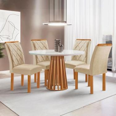 Imagem de Conjunto Mesa Tampo Redondo Plus Vidro Kansas 100cm 4 Cadeiras Arthus 