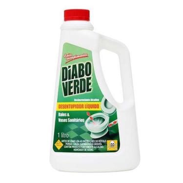 Imagem de Desentupidor Diabo Verde Líquido 1 Litro - Desentupimento de Pias e Va