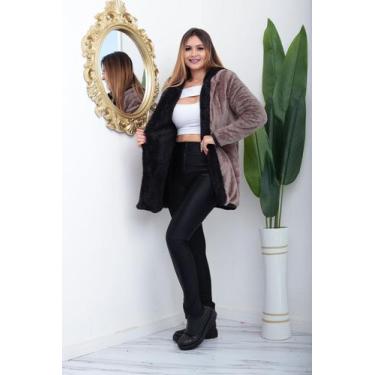 Imagem de Casaco teddy dipla face feminino - Rosel, G, Rosé, Preto