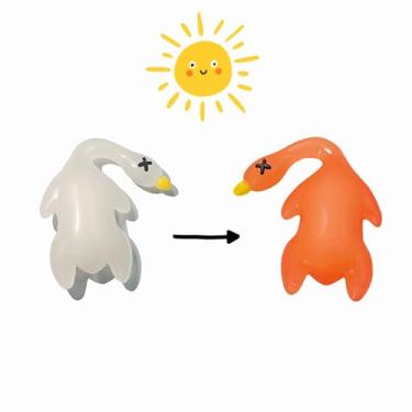 Imagem de Pingente de pato que muda de cor UV: 5 peças de pato assado que muda de cor, pingente engraçado de caminhão para adolescentes, homens, mulheres, decoração de interiores, espelho retrovisor, acessórios