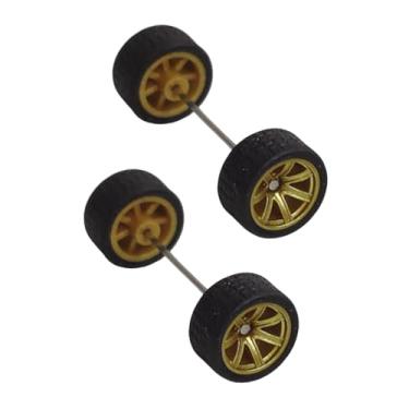 Imagem de MERIGLARE 2 peças de rodas em escala 1/64 com eixo de rolamento em miniatura, rodas de liga leve, de modelo de simulação de carro, pneus, Ouro
