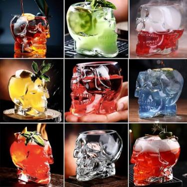 Imagem de 350 ml, 8 peças, copo de caveira, copo de vinho, copo de crânio, copos grandes, engraçados, copo de bebida, copo de vodka, espiritos, vidro, decorações de Halloween, presentes de festa temática de