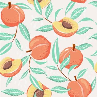 Imagem de Mangoloo Papel de parede de pêssego para descascar e colar de frutas vintage papel de parede floral rosa para quarto banheiro cozinha mural de parede de frutas removível autoadesivo papel de contato