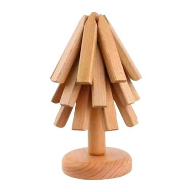 Imagem de FytStycale Porta-copos de madeira para bebidas, conjunto de porta-copos de madeira para canecas, para bule de cozinha, 3 Pecas