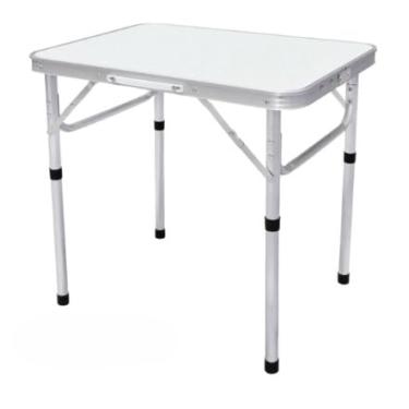 Imagem de Mesa Dobrável Portátil 3 Tamanhos Vira Maleta para Picnic Com Alça Opção com Bancos (BRANCO,Mesa Portátil 60x45cm)