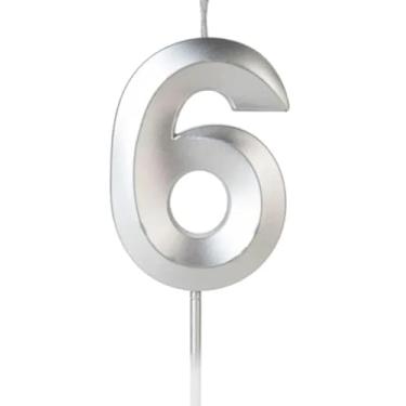 Imagem de Vela de Aniversario Design Prata Perolizada (Numero 6)