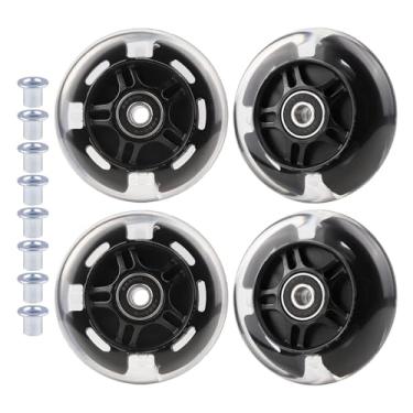 Imagem de WHEELGOO Pacote com 4 rodas de skate em linha de poliuretano para substituição com buchas para patins infantis infantis (preto, 80 mm)