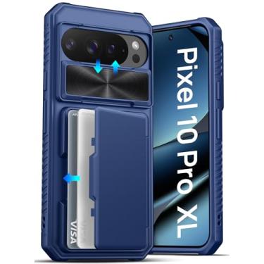 Imagem de ATATOO Capa carteira para Google Pixel 10 Pro XL, suporte de cartão integrado (3 a 5 cartões) e capa de câmera deslizante e bloqueio RFID, proteção de nível militar, capa à prova de choque para Pixel