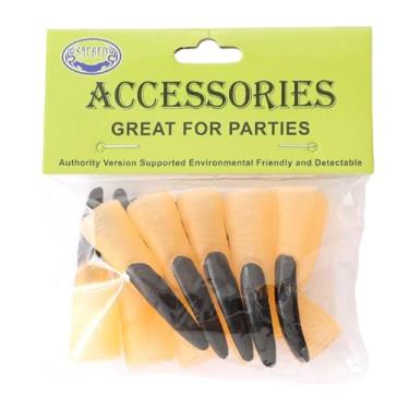 Imagem de oshhni 10x Unhas Postiças Pretas com Dedos de Bruxa, Pontas de Dedo Monstro para Baile de Máscaras, Palco, Performance e Festivais, 1.5 Cm X 6 Cm