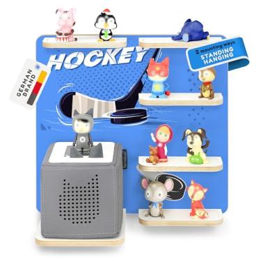 Imagem de stadtecken Prateleira de madeira para Toniebox – comporta até 40 tonies – Organizador de armazenamento de parede para quarto infantil – expansível e compatível com bonecos Toniebox (Eishockey)