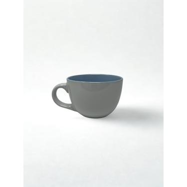 Imagem de Conjunto de 4 canecas de cerâmica jumbo de 590 ml - branca/azul bebê