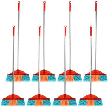 Imagem de Lasnten Lasnten Pacote com 8 vassouras resistentes para uso interno e externo, vassoura comercial de 129 cm com ferramentas de limpeza de cabo longo removíveis de aço inoxidável para casa, garagem