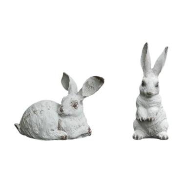 Imagem de Baoblaze 2 peças estátuas de decoração de jardim estatuetas de presente de inauguração enfeites de mesa esculturas para gramado fazenda pátio