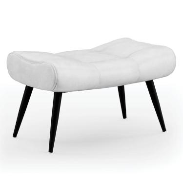 Imagem de Puff Decorativo Para Sala De Estar Pés Palito Lord Sintético Branco - Ibiza