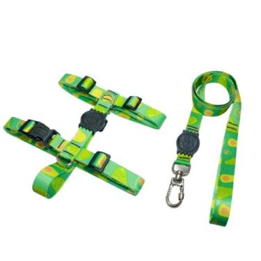 Imagem de Coleira Peitoral H Anti Puxão e Guia 1,10m para Cachorro Varias Estampas(Abacate,G)