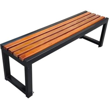 Imagem de Banco De Jardim Ao Ar Livre, Banco De Jardim De Madeira Sem Encosto, Banco De Exterior à Prova De Intempéries, Banco De Jardim De Pátio Perfeito Para Quintal, Jardim, Varanda, One Color, 100cm