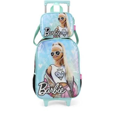 Imagem de Kit Mochila de Rodinhas Lancheira Luxcel Barbie Verde, Verde, Único