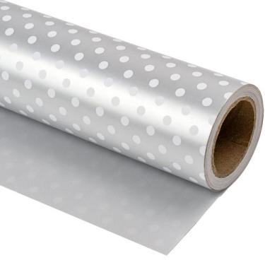 Imagem de Papel de embrulho WRAPAHOLIC Reversível Prata 76cm x 10m