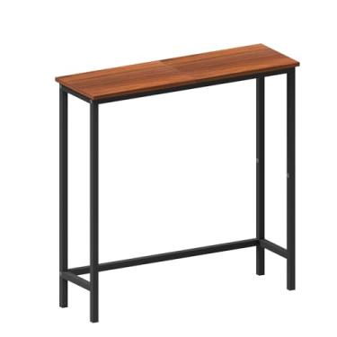 Imagem de HollyHOME Mesa de console estreita, mesa de entrada fina de 75 cm, suporte de sofá, prateleira de corredor para corredor, quarto, sala de estar, hall de entrada, nogueira