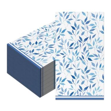 Imagem de 100 peças de guardanapos de papel com folhas, toalhas de mão decorativas descartáveis com design floral, papéis de jantar para casamento, aniversário, chá de bebê, festa de verão, decoração de mesa de