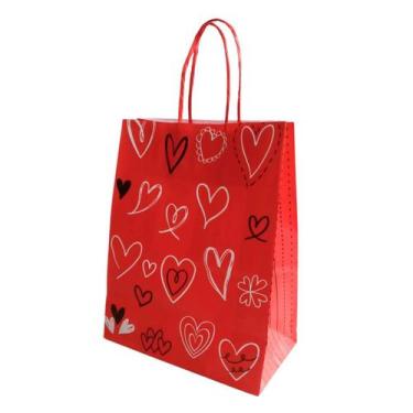 Imagem de Kit 10 Sacola De Papel Kraft Vermelha Amore 17,5X8,5X21,5Cm - Db